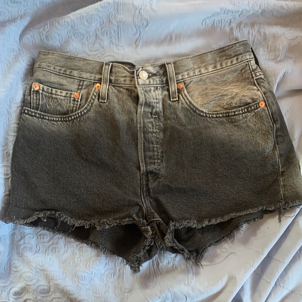 Levi's Black Frayed Jean Shorts
